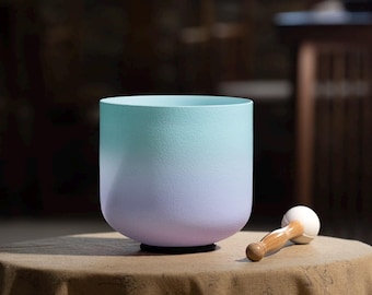 CVNC 432Hz Perfect Pitch SaharaIrisBlue Frosted Crystal Singing Bowl