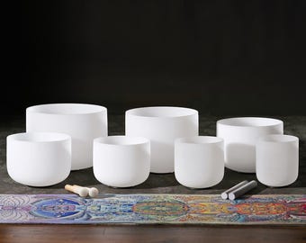 CVNC 7 PCS 6-12 Inch Frosted Crystal Singing Bowl Set