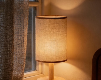 DIY stamped wood retro lamp, USB dimming,minimalist Nordic decorative fabric lamp