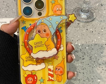 Twinkle Twinkle Good Night Baby MagSafe iPhone Case for iPhone 17/16/15 Pro Max  with 3D Star Pop Socket Yellow Striped Clear Protection