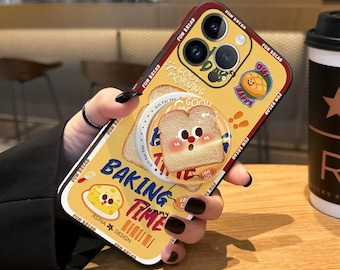 Surprise Toast Bread MagSafe iPhone Case for iPhone 17/16/15ProMax – Kawaii Baking Time Design,Clear Cover with 3D Pop Socket,Delicious Gift