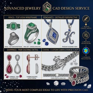 CAD-designtjänst för skräddarsydda smycken, 3D-smyckesmodellering i STL-format, skräddarsydd design av ringhängen och örhängen, professionell CAD-designer