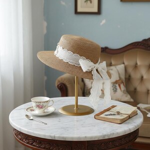 Brown Sun Hat With Bow - Etsy display picture 2