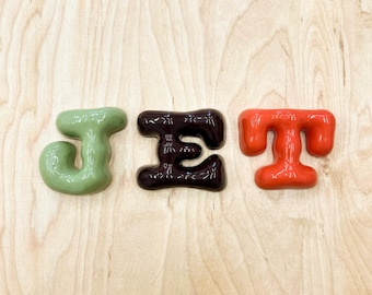 Letra de cerámica con burbujas, alfabeto hecho a mano, letrero personalizado, decoración de pared