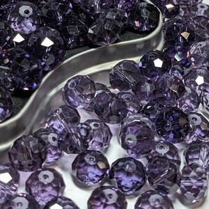 Mix Lot Glass Beads For Bracelet Jewelry Making - Purple Crystal Beads Glass Beads Bulk - Crystal Faceted Rondelle Beads Around 180 pcs