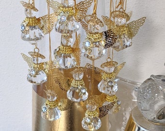 Angel Ornament Christmas, Birthstone Angel Hanging Ornament, Beaded Acrylic Drop for Office Tree, Gift for New Homeowner , Pack of 12