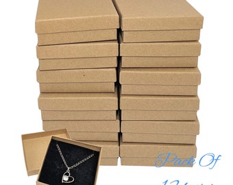 Brown Shipping Boxes with Lids, Small Gift Boxes for Jewelry Bracelet Earring Necklace, Gift for Beader, 3.5x3.5x1.35 Inch Pack of 12 Pcs
