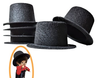 Mini Black Top Felt Hat for Dolls, Dollhouse Making Supplies, Birthday Christmas Toy Animals Tea Party, Gift for Makers, 5x5x2.68", 3 Pcs