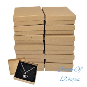 Brown Shipping Boxes Lidded, Packaging Gift Boxes for Jewelry Bracelet Earring Necklace Box, Gift for Beader, 3.5x3.5x1.35 Inch 12pc