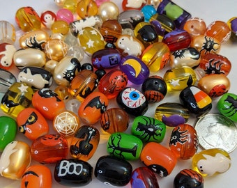 WITCHES BREW Handmade Lampwork Beads Halloween Spooks Shapes Whimsical Set of 17