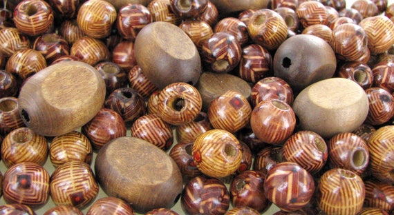 Wood Beads Bulk For Jewelry Making – DIY Craft Supplies – Large Oval Genuine Natural Wooden Beads Assorted For Meditation 200pcs per bag