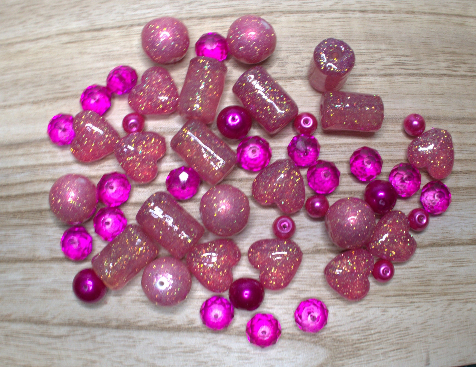 Glass Beads Bulk Fuchsia Pink Mix Beads For Jewelry Bracelet Etsy