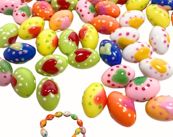 Easter Beads Bulk for Bracelet Making, Craft DIY Jewelry Supplies, Spring Plastic Oval Beads, Birthday Gift for Beader, 20x13mm, 50 pcs
