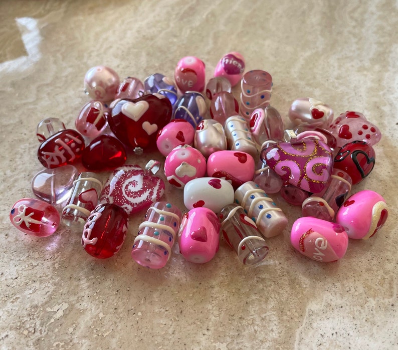 Hearts Beads for Bracelet Glass Beads Bulk for Necklace Etsy