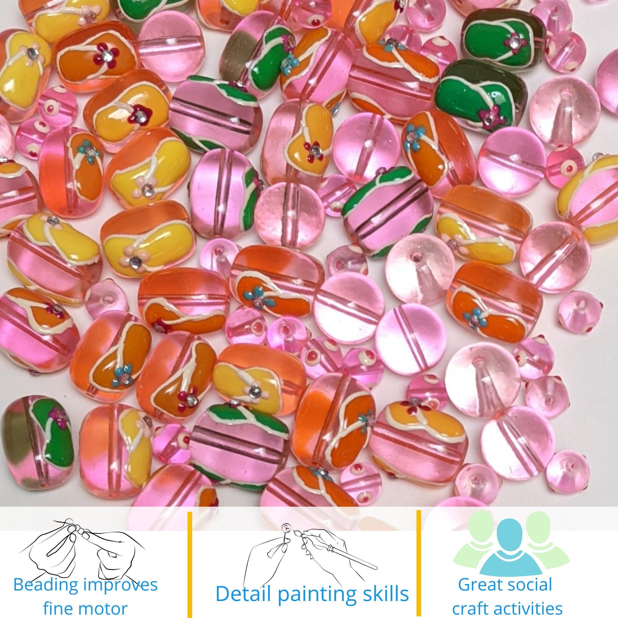 Glass Beads Bulk For Bracelet Making, White Beach Volleyball Beads