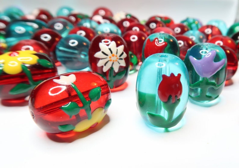 Glass Beads for Bracelet Jewelry Making Garden Botanical Etsy