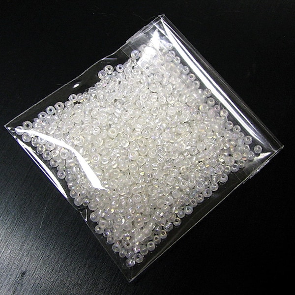 Seed Beads, White Clear Glass Beads Bulk For Bracelet Earring Jewelry Making, 11/O Transparent, 2 oz ( 55 Grams) Bag, Pack of 2 bags