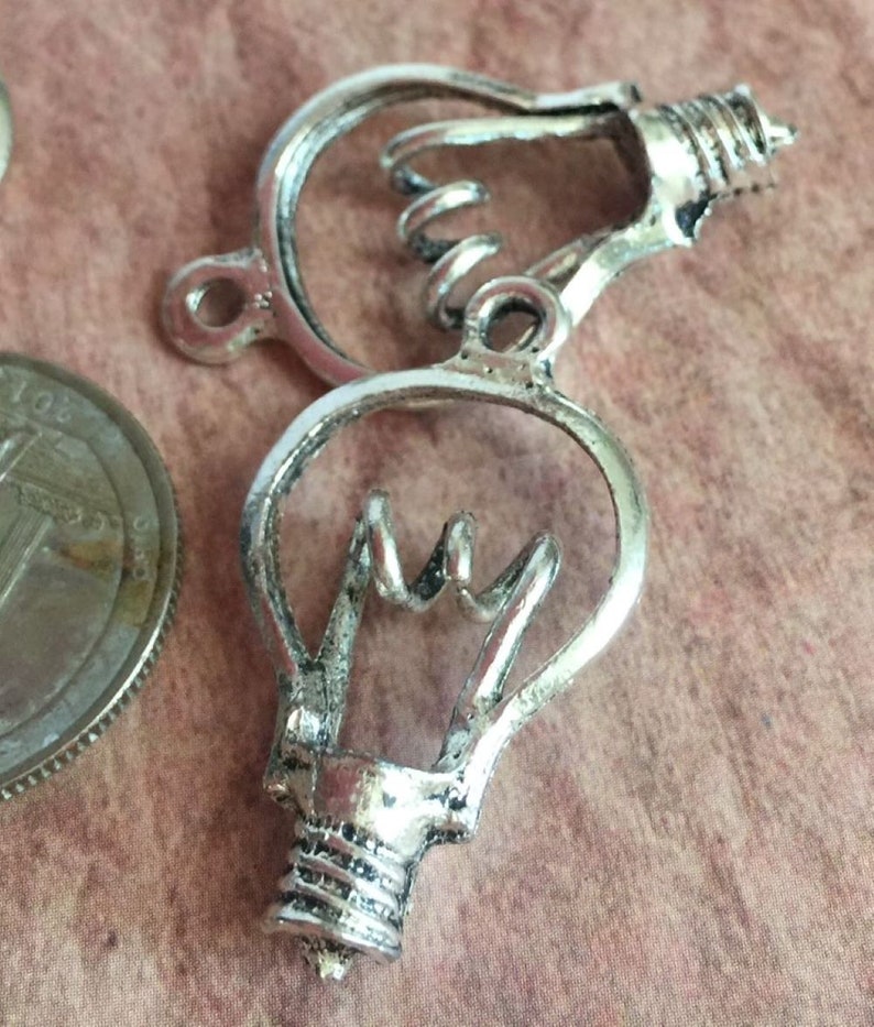 Light Bulb Charm Pendant Silver Alloy Charms Bulk for Etsy