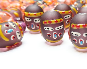 Glass Beads Bulk For Bracelet Jewelry Making, Tribal Mask, Tiki Beads, DIY Dainty Native Culture Beads Findings Gift For Beader 140 pcs