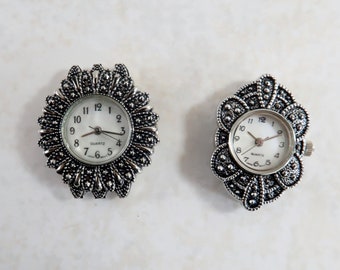 Watch Face for Jewelry Making, Antiques Silver Victoria Time Piece for Interchangeable Bands, Craft DIY Supplies, Gift for Beader, 2 Choices