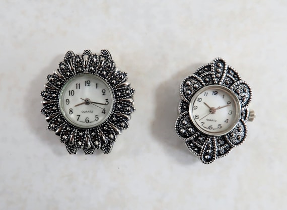 Watch Face for Jewelry Making, Antiques Silver Victoria Time Piece for Interchangeable Bands, Craft DIY Supplies, Gift for Beader, 2 Choices