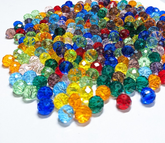 Glass Beads Bulk For Jewelry Making, DIY Craft Supplies, Crystal Beads Assorted Colors, Preschool Supplies Gift For Beader, 2 Selections