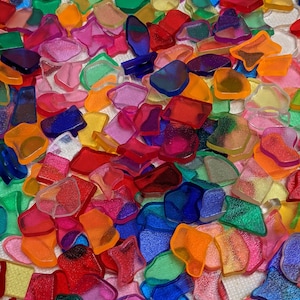 Mosaic Tile Beads, Assorted Color Shapes Acrylic Flatback Cabochon Gift for Kids, Mosaic Embellishments DIY Craft Preschool Supplies 800 Pcs