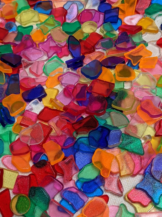 Mosaic Tile Beads, Assorted Color Shapes Acrylic Flatback Cabochon Gift For Kids, Mosaic Embellishments DIY Craft Preschool Supplies, 400pcs