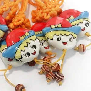 Porcelain Little Girl  - Ceramic Hanging Ornaments - Patio Decor -  8 Pcs