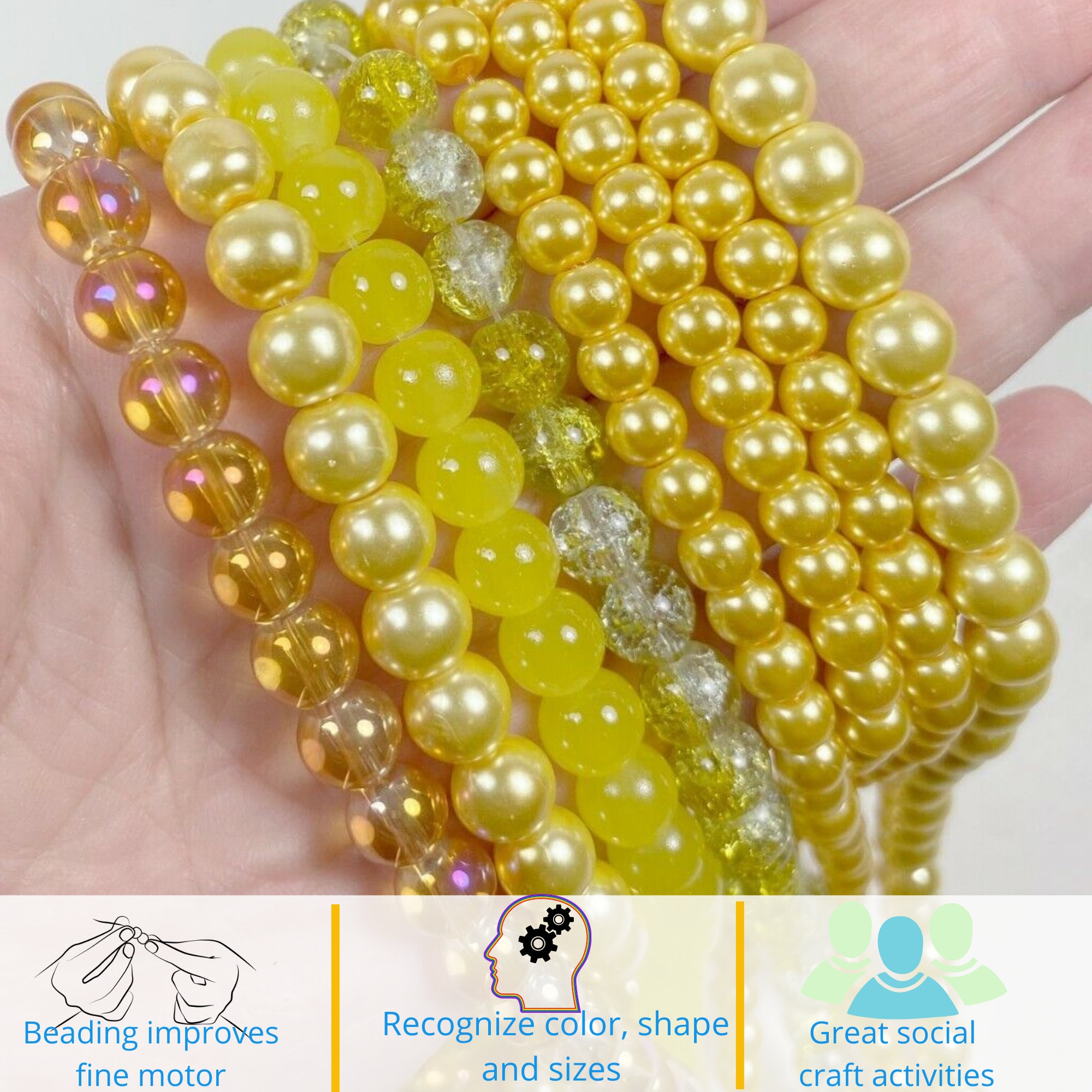 Bulk Beads for Jewelry Making 1 lb Mix Glass Beads Mix shape YELLOW 300 pcs