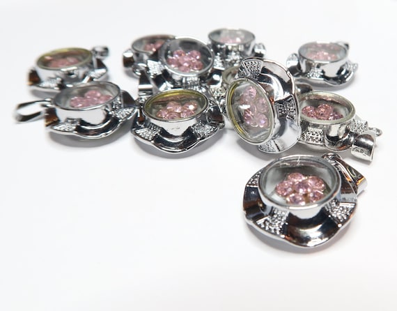 Spinner Charms for Bracelet Necklace Making, Spinning Rotating Lucky Charms, DIY Jewelry Supplies, Gift for Beaders, Pink, Pack of 12