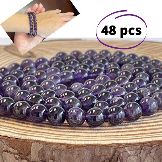 Amethyst Beads 8mm, Gemstone Beads For Jewelry Making, Purple Gemstone Beads Bulk, Round Natural Stone Beads Gift For Beader, 15.5" 48 pcs