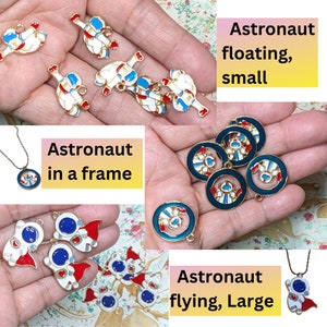 Astronaut Charms For Jewelry Making, Gold Flying Astronaut Charms Bulk, DIY Jewelry Supplies, Gift For Beader, 3 Selections, 10 pcs
