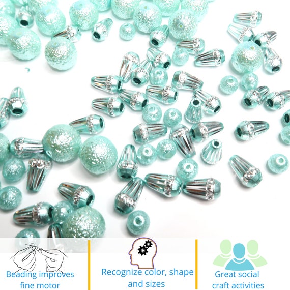 Aluminum Drop Round Beads, Silver Blue Beads for Bracelets Necklace Jewelry  Making, Big Hole Spacer Beads Bulk Gift for Beader, 105 Pcs 