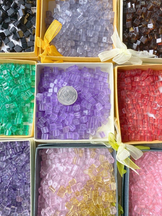 Glass Beads Bulk for Bracelet Making, Square Cube Assortment, DIY Jewelry Supplies, Gift for Beaders, 10 lb