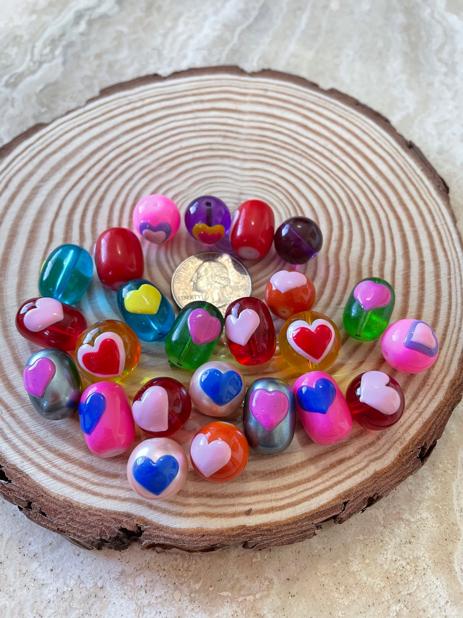 Hearts Beads for Bracelet Necklace Glass Beads Bulk Heart Etsy