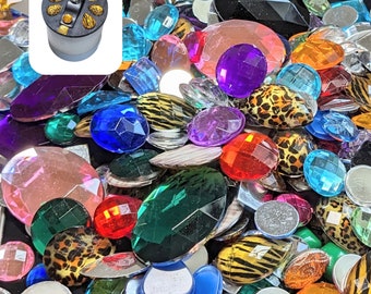 Acrylic Gems Cabochon, Treasure Gems, Pirate Treasure Hunt, Faceted Cabochon Rhinestone Assorted Colors Flat Backs, Gift For Beader, 1 lb