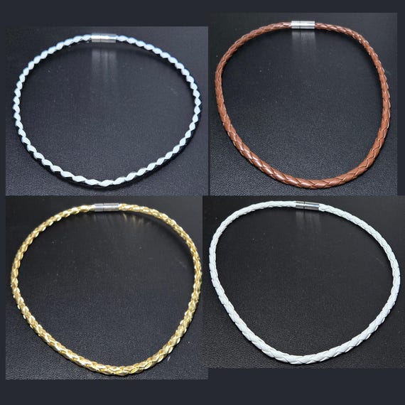 Cord Necklace Braided, Imitation Leather Choker Necklace Cord Bulk for Jewelry Making, 18 Inch x 6mm, Pack of 6 pcs, 4 Colors