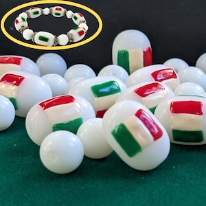 Italy Italian Flag Beads, Glass Beads Bulk for Bracelet Making, Mexico Mexican Mexicano Beads, DIY Jewelry Supplies, Gift for Beader 40 pcs