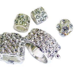 Spacer Beads For Bracelet - Rhinestone Beads Charms Large Hole Beads For Jewelry Making - 10 to 22mm Assorted Set_ 5 Pcs