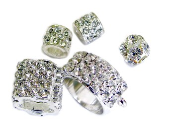 Spacer Beads For Bracelet - Rhinestone Beads Charms Large Hole Beads For Jewelry Making - 10 to 22mm Assorted Set_ 5 Pcs