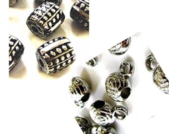 Spacer Beads - Metallic Bead charms  for Jewelry Making - Silver Plated Plastic Charm Beads - 2 Styles For Selection