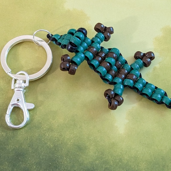 Pony Beads Keychain, Crocodile Alligator Lizard Beaded Lanyard Ornament, Purse Backpack Accessories, Back To School Birthday Gift, 10 Pcs