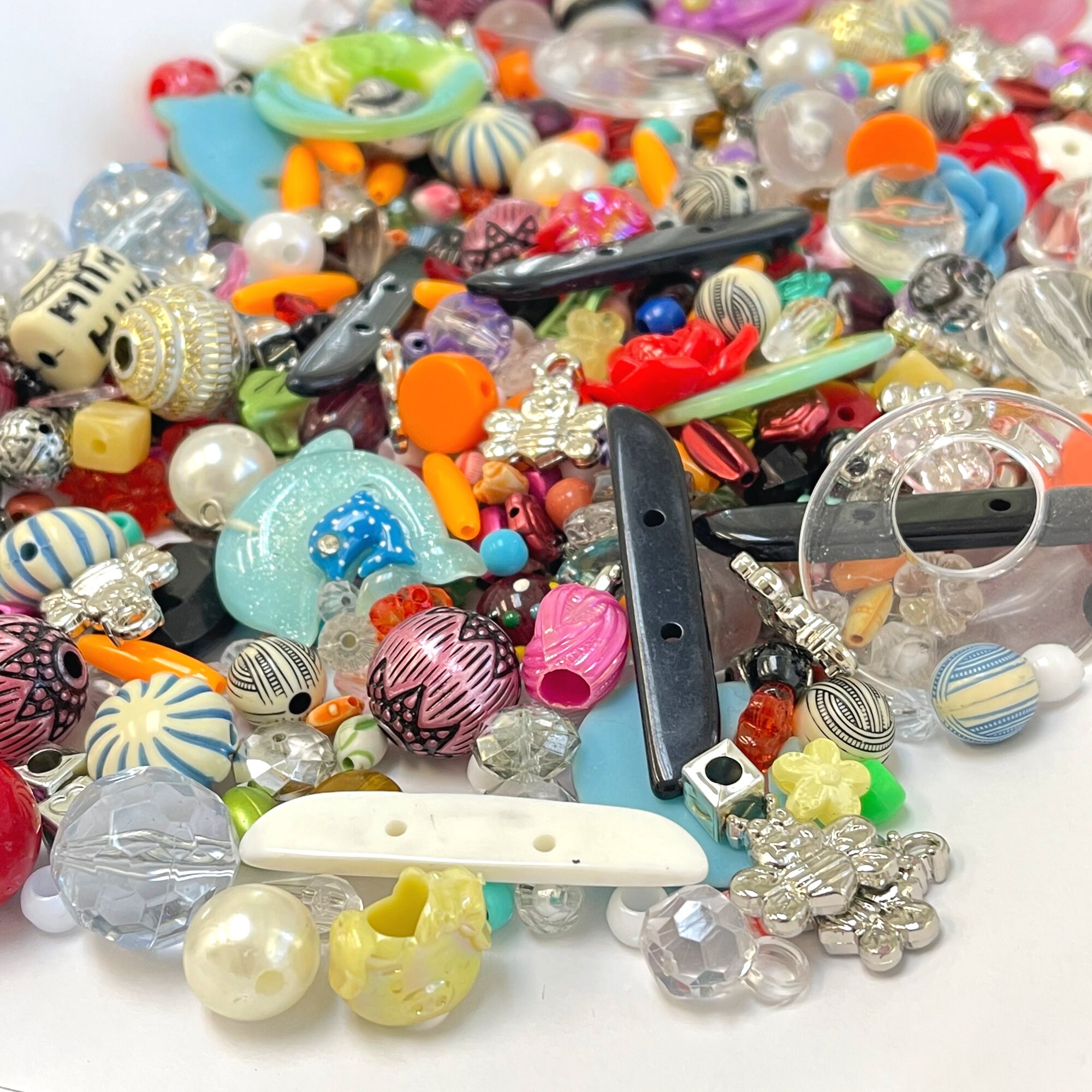 Bulk Acrylic Charms - 100 PC Mixed Plastic Charms and Pendants - Colorful Kawaii Jewelry Supply - Rave Kandi Charms