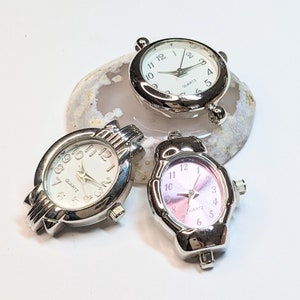 Watch Face for Bracelet Making, Vintage Silver Purple Time Piece for Interchangeable Bands, Gift for Beader Watch Maker, 3 Selections, 1pc