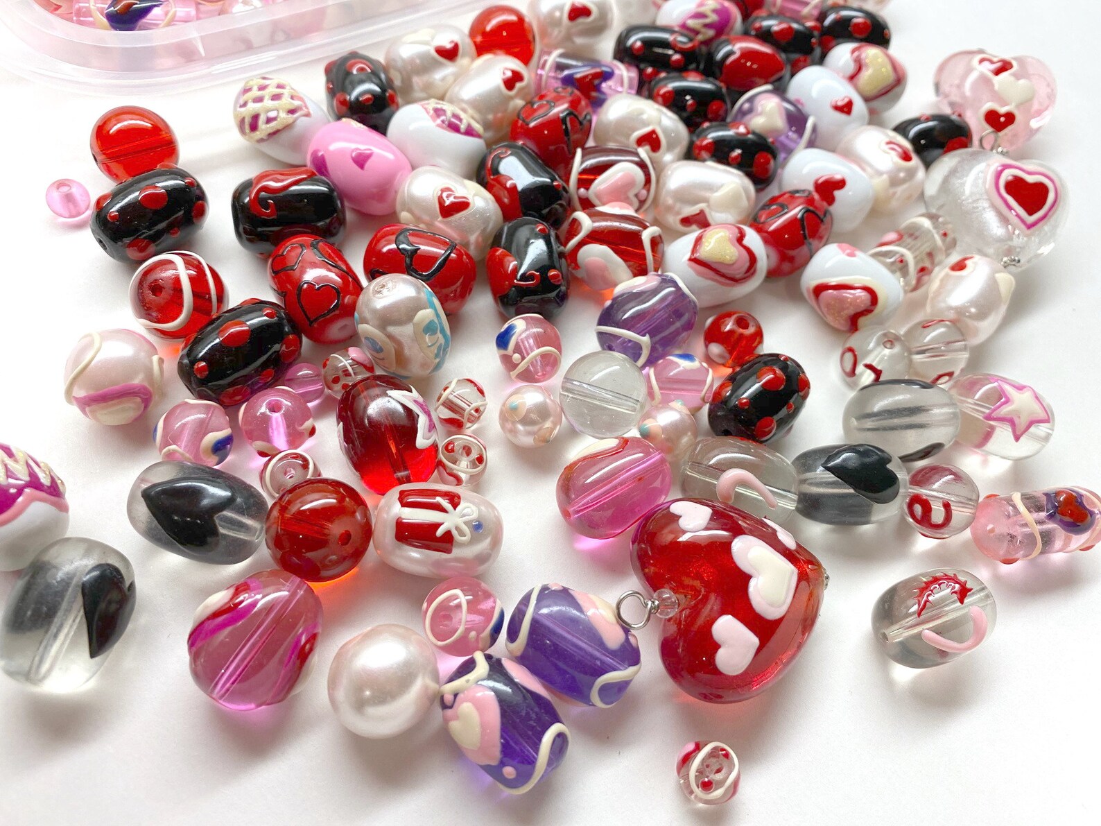 Hearts Beads For Jewelry Making Glass Beads Bulk For Etsy