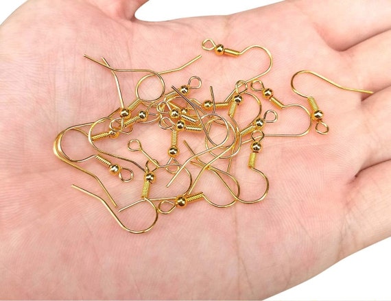 Gold Earring Hooks Bulk, Hypoallergenic French Fish Ear Wire for