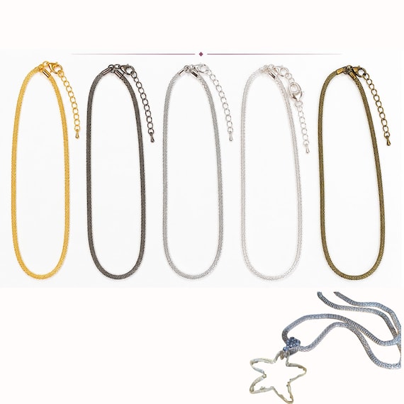 Snake Chain Necklace Bulk for Pendant, Mesh Rope Necklace Cords, Craft DIY Jewelry Supplies, Gift for Beader, 5 Colors, Pack of 6 or 30 Pcs