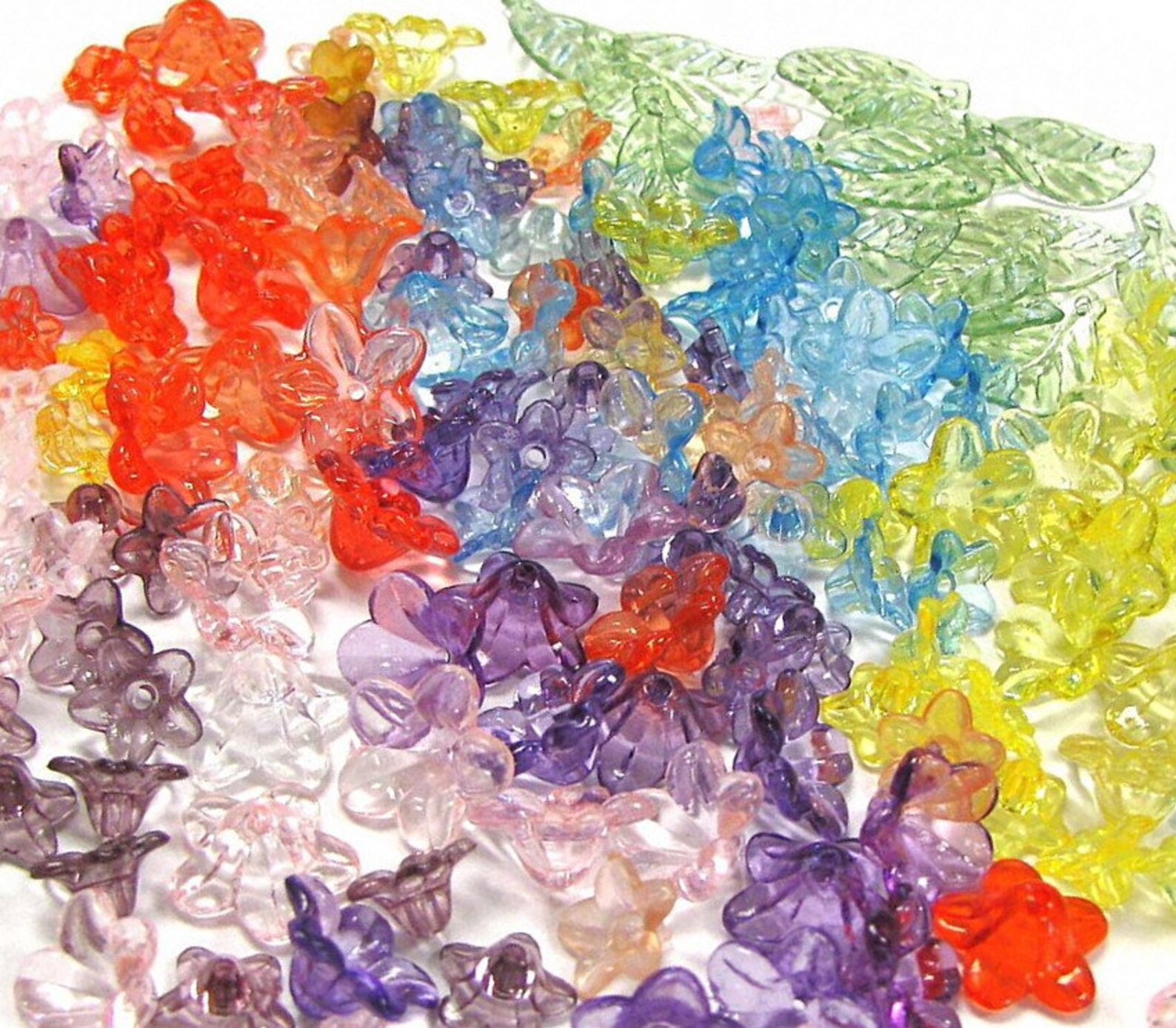 Flower Leaves Plastic Beads Multi Style Mix Assortment Etsy