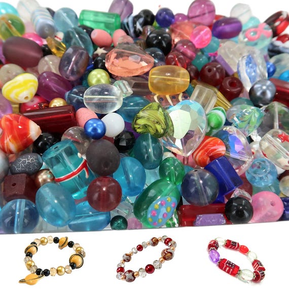 Glass Beads Bulk Assortment for Bracelet Making, Craft DIY Jewelry Supplies, Preschool Supplies, Birthday Christmas Gift for Beader, 2 lb